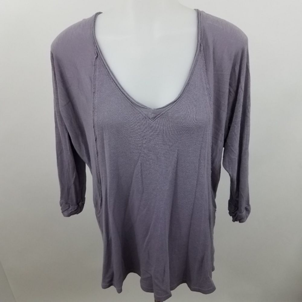 LA Made Top XS‎ Purple Short Sleeve Waffle …